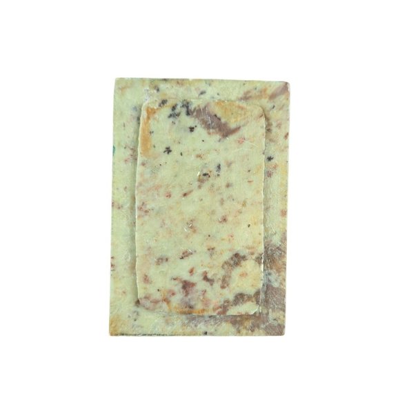 Paperweight Floral Stone Inlay Iridescent Decor Soapstone Mother Pearl Vintage - Picture 3 of 4